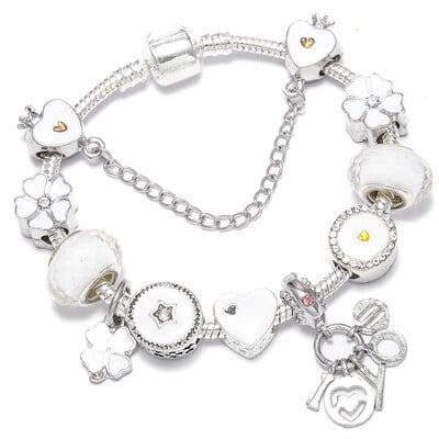 Brățări cu farmec cu margele roz europene BAOPN pentru femei, potrivite pentru brățări și brățări de marcă, bijuterii pentru cuplu, dropshipping