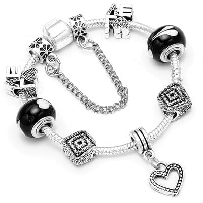 Brățări cu farmec cu margele roz europene BAOPN pentru femei, potrivite pentru brățări și brățări de marcă, bijuterii pentru cuplu, dropshipping