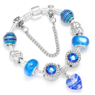 Brățări cu farmec cu margele roz europene BAOPN pentru femei, potrivite pentru brățări și brățări de marcă, bijuterii pentru cuplu, dropshipping