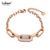 Lokaer Trendy CZ krištáľové geometrické náramky s príveskami pre ženy, titánová retiazka z nehrdzavejúcej ocele, bohemia plážové šperky B21001