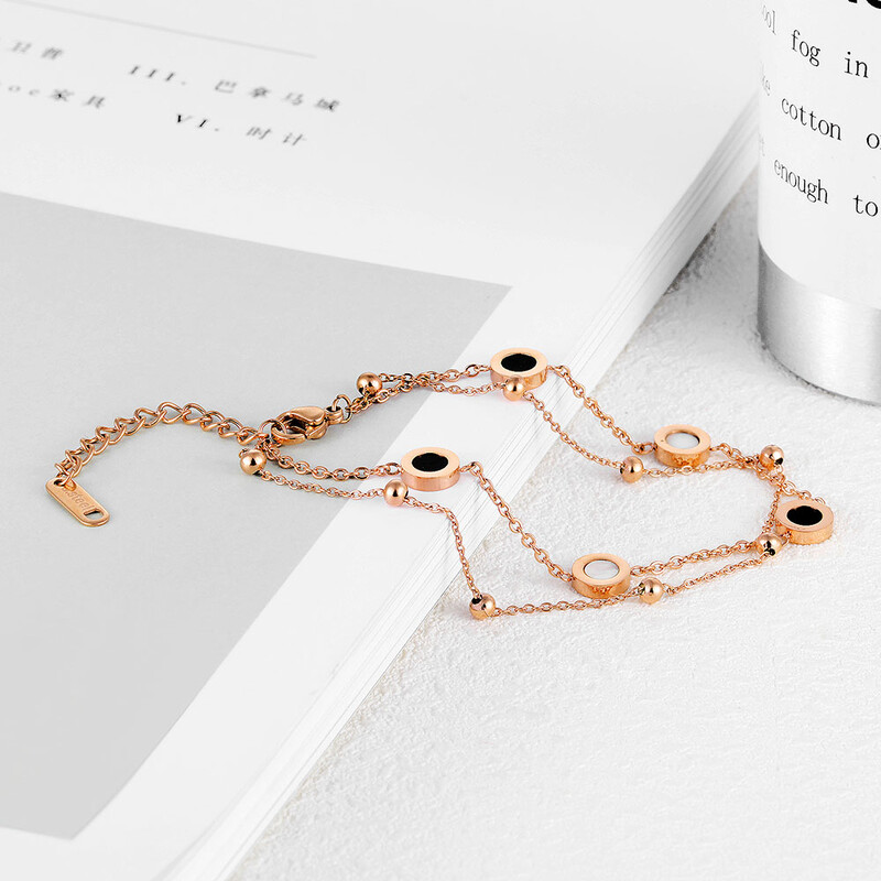 Lokaer Clasic cu două fețe, alb-negru, cochilie, brățări cu lanț și zale, bijuterii, brățări cu farmec din oțel titan, pentru femei B18090