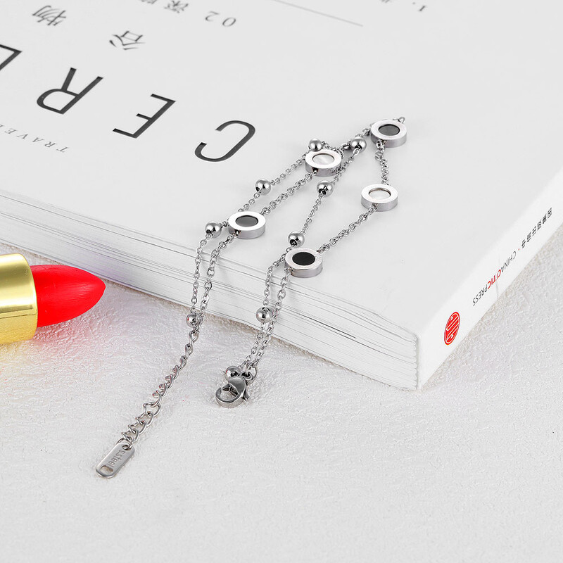 Lokaer Clasic cu două fețe, alb-negru, cochilie, brățări cu lanț și zale, bijuterii, brățări cu farmec din oțel titan, pentru femei B18090