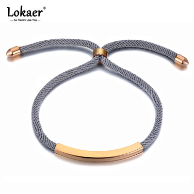 Lokaer divatos titán rozsdamentes acél fekete/szürke kötéllánc karkötő nőknek állítható méretű karkötő браслеты на руку B21049