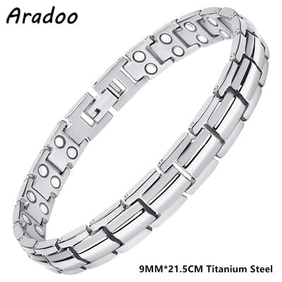 ARADOO Brățări de terapie magnetică din oțel titan 2X Magneți de neodim ultra rezistenți Brățară cu legături pentru femei