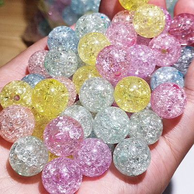 8–16 mm caurspīdīgas, jauktas, saplaisātas akrila kristāla krelles, apaļas starplikas Pērlītes rotaslietu izgatavošanai, rokdarbi, rokassprādzes, kaklarotas