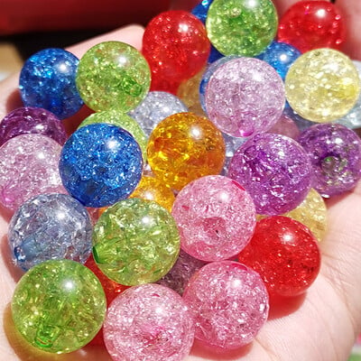 8-16 mm priehľadné zmiešané popraskané akrylové krištáľové korálky okrúhle dištančné korálky na výrobu šperkov DIY vyšívané náramky a náhrdelníky