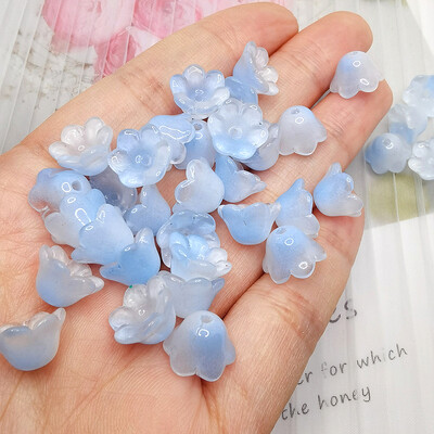 30db/tétel Színes Virág Lámpagyöngy Trombita Virág Forma Üveggyöngyök Ékszerkészítés Hajtű Kézzel Készített Barkács kiegészítők