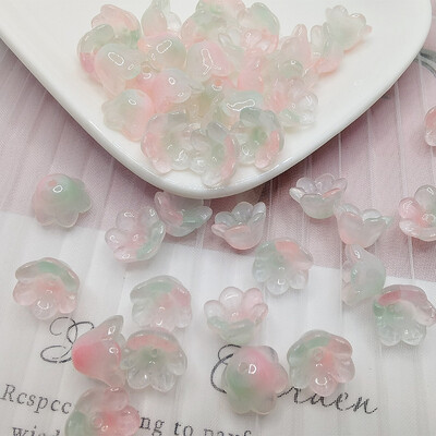 30db/tétel Színes Virág Lámpagyöngy Trombita Virág Forma Üveggyöngyök Ékszerkészítés Hajtű Kézzel Készített Barkács kiegészítők