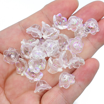 30db/tétel Színes Virág Lámpagyöngy Trombita Virág Forma Üveggyöngyök Ékszerkészítés Hajtű Kézzel Készített Barkács kiegészítők