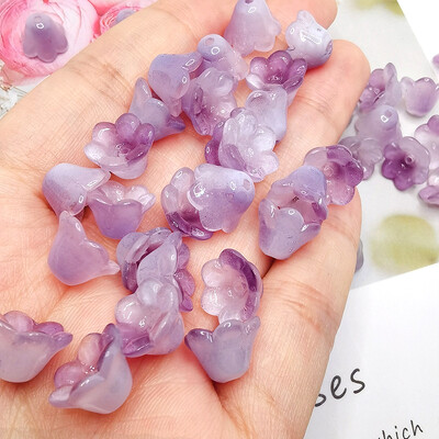 30db/tétel Színes Virág Lámpagyöngy Trombita Virág Forma Üveggyöngyök Ékszerkészítés Hajtű Kézzel Készített Barkács kiegészítők