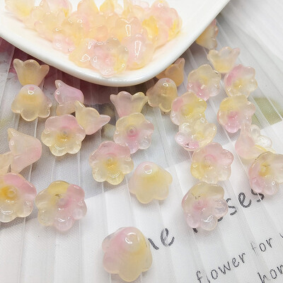 30db/tétel Színes Virág Lámpagyöngy Trombita Virág Forma Üveggyöngyök Ékszerkészítés Hajtű Kézzel Készített Barkács kiegészítők