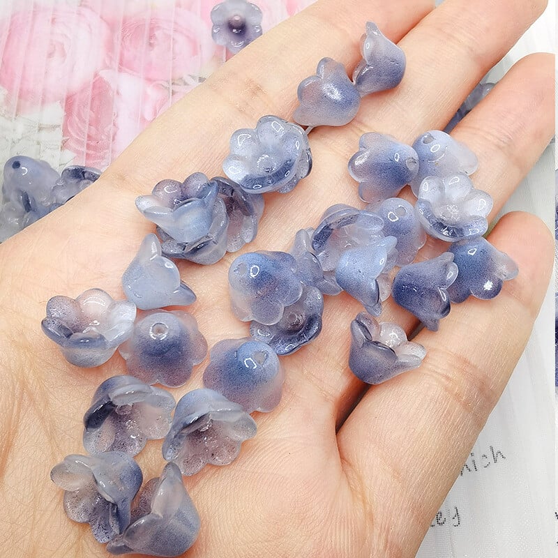 30db/tétel Színes Virág Lámpagyöngy Trombita Virág Forma Üveggyöngyök Ékszerkészítés Hajtű Kézzel Készített Barkács kiegészítők