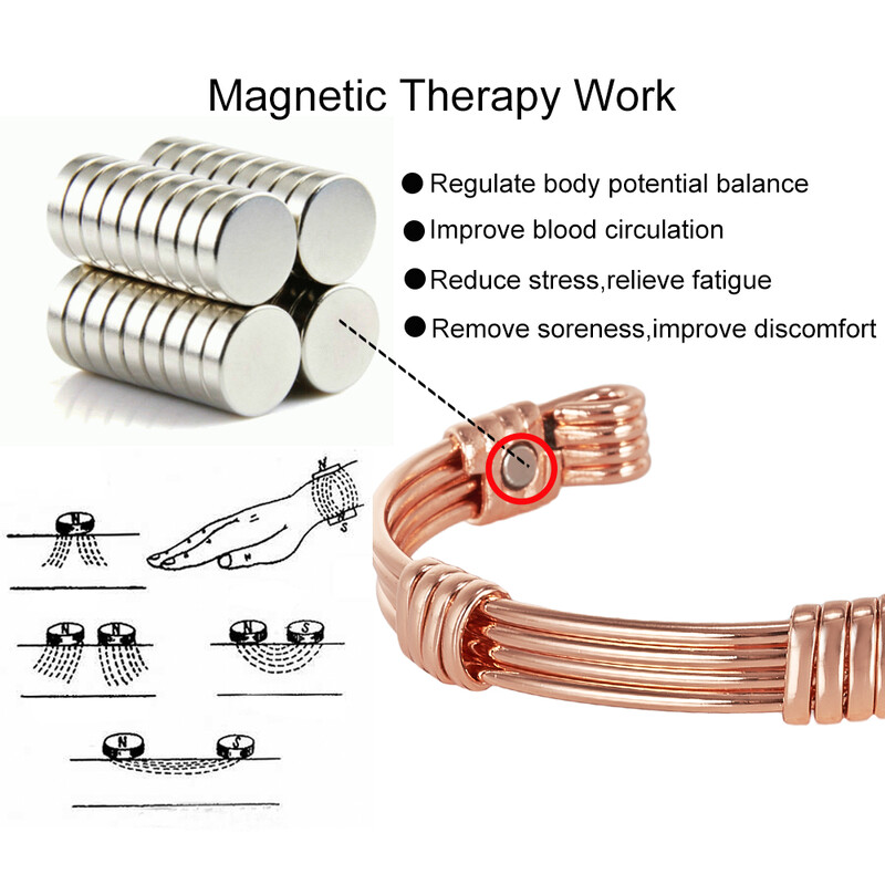 Vinterly gryno vario apyrankės Magnetinės pintos juostelės Reguliuojamos apyrankės Artritas Sveikatos Magnetai Papuošalai Metalas Anti-radiacija