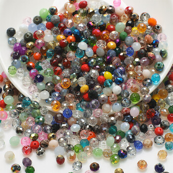 4mm/6mm/8mm Αυστρία Faceted Crystal Beads Loose Spacers Γυάλινες χάντρες για κοσμήματα Βραχιόλια κολιέ κατασκευής χειροτεχνίας Diy αξεσουάρ