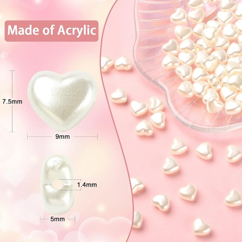 KitBeads Gyöngyutánzat Szívgyöngy Akril Szív alakú AB Fehér Gyöngy gyöngyök Mini Elegáns Szív alakú Gyöngyök Ékszerkészítéshez