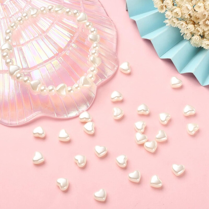 KitBeads Gyöngyutánzat Szívgyöngy Akril Szív alakú AB Fehér Gyöngy gyöngyök Mini Elegáns Szív alakú Gyöngyök Ékszerkészítéshez