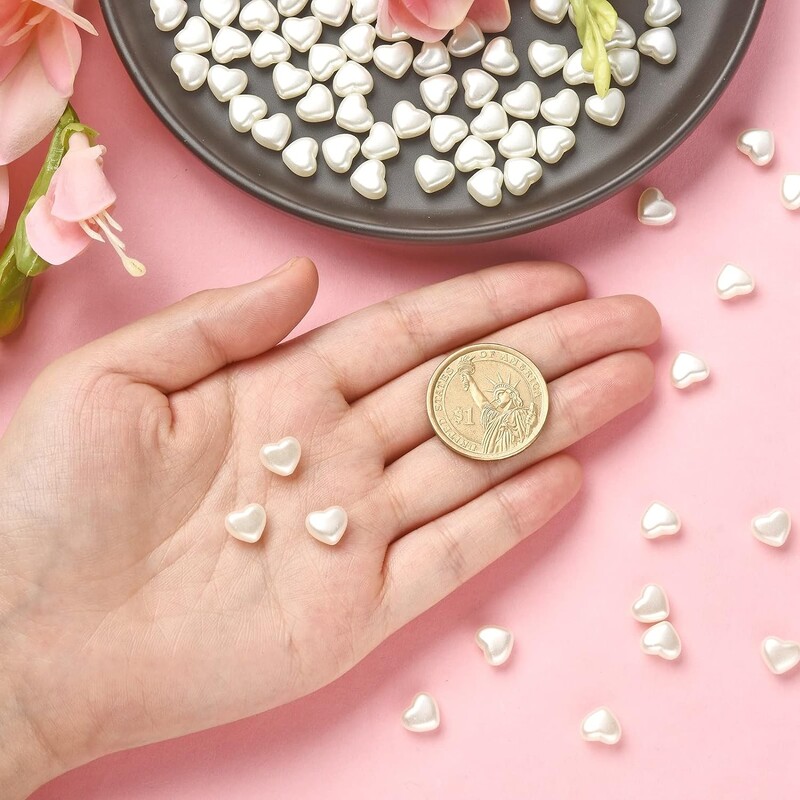 KitBeads Gyöngyutánzat Szívgyöngy Akril Szív alakú AB Fehér Gyöngy gyöngyök Mini Elegáns Szív alakú Gyöngyök Ékszerkészítéshez