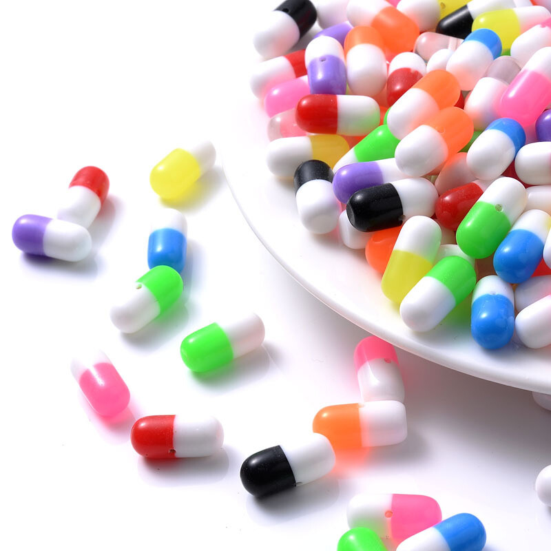 50-100 bucăți 12mm jumătate de gaură pilulă capsule margele din rășină margele distanțare libere pentru fabricarea de bijuterii, bricolaj, brățări, cercei, accesorii