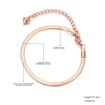 Lokaer Титан от неръждаема стомана Змийска верига Тънки гривни за жени Момичета Розово златно покритие Bohemia Party Blade Гривна B18075