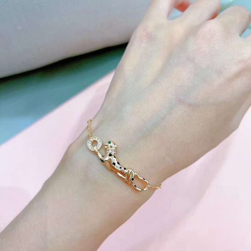 Bobokiki Jewelry európai és amerikai divatos leopárd titán acél mikroberakásos AAA cirkon luxus állati karkötő