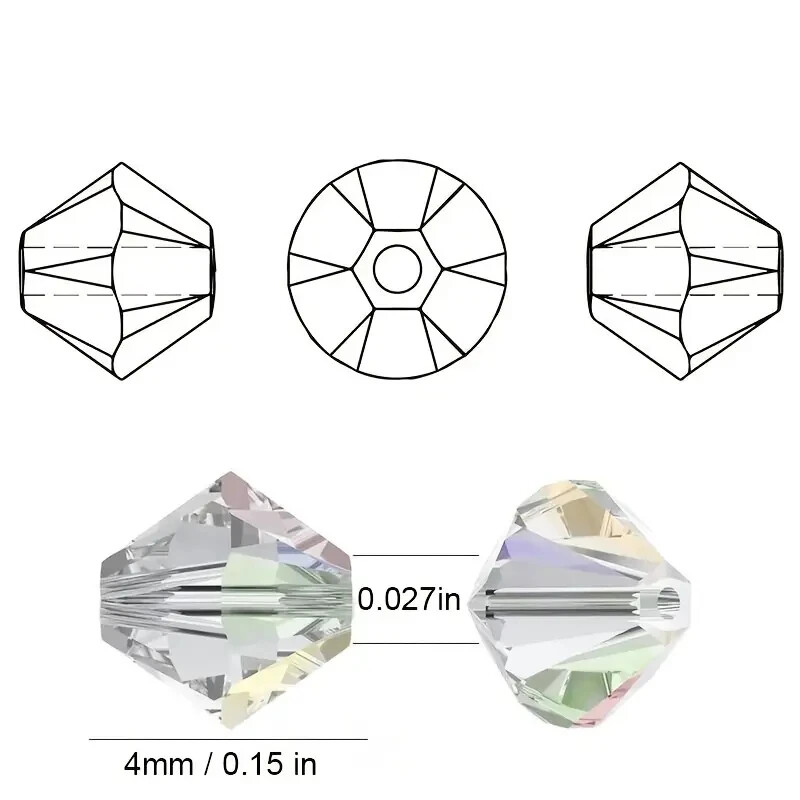 Cutie de mărgele de cristal bicon de 3 4 6 mm Set de mărgele de sticlă neregulate cu mai multe fațete 15 Set de distanțări libere cu grilă pentru realizarea de bijuterii, brățări DIY