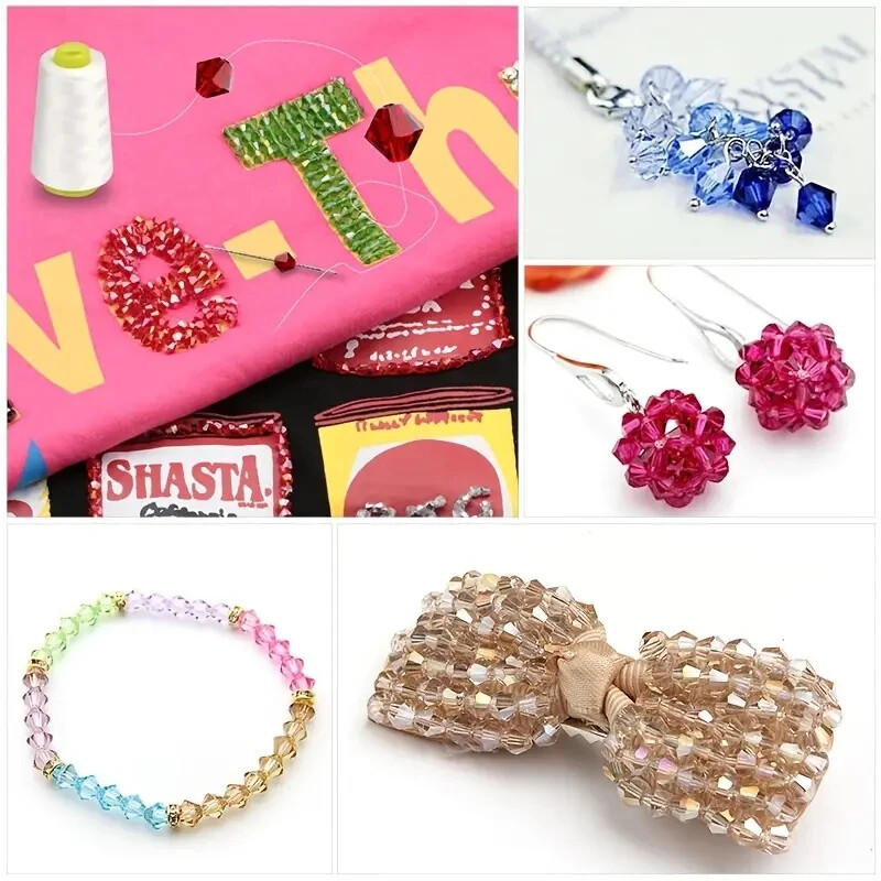 Cutie de mărgele de cristal bicon de 3 4 6 mm Set de mărgele de sticlă neregulate cu mai multe fațete 15 Set de distanțări libere cu grilă pentru realizarea de bijuterii, brățări DIY