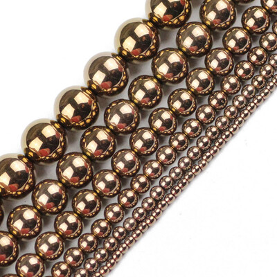 HGKLBB margele rotunde de hematit piatra naturala 2/3/4/6/8/10mm auriu placat margele libere bijuterii bratari Fabricarea de accesorii bricolaj