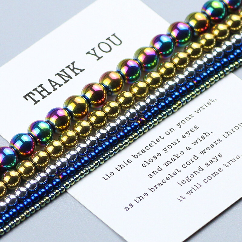 HGKLBB margele rotunde de hematit piatra naturala 2/3/4/6/8/10mm auriu placat margele libere bijuterii bratari Fabricarea de accesorii bricolaj