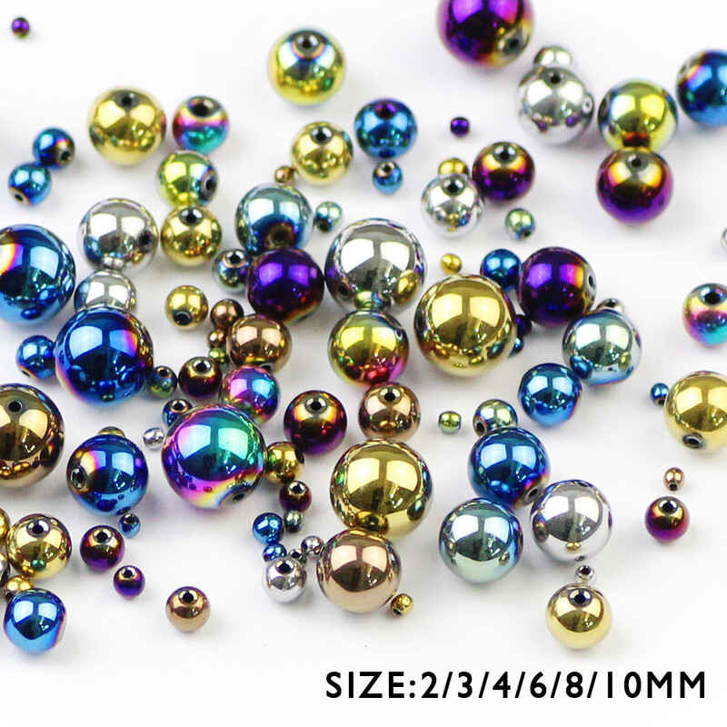 HGKLBB margele rotunde de hematit piatra naturala 2/3/4/6/8/10mm auriu placat margele libere bijuterii bratari Fabricarea de accesorii bricolaj