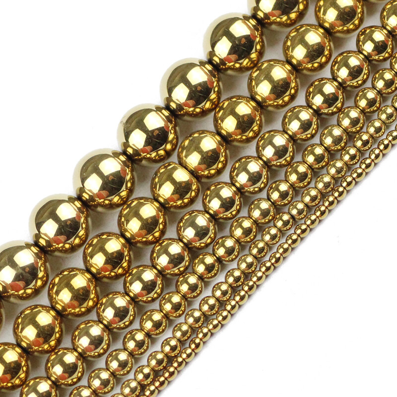 HGKLBB margele rotunde de hematit piatra naturala 2/3/4/6/8/10mm auriu placat margele libere bijuterii bratari Fabricarea de accesorii bricolaj