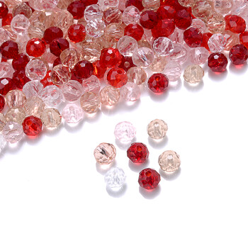 Cicifu Σκούρο Κόκκινο 4/6mm 40 τμχ Rondelle Austria Faceted Crystal Glass Beads Round Loose Spacer Beads for Jewelry Making Findings