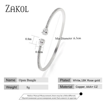 ZAKOL Fashion Blue Water Drop Cuff Βραχιόλια Βραχιόλια Γυναικεία Βραχιόλια Κυβικά Ζιργκόν Γυναικεία Κοσμήματα Δώρα Γάμου BP2218