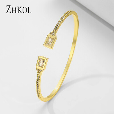 ZAKOL Fashion Blue Water Drop Manșete Brățări Brățări pentru femei Cubic Zirconia Fete Brățară Petrecere de nuntă Bijuterii Cadouri BP2218