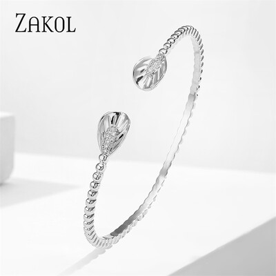 ZAKOL Fashion Blue Water Drop Manșete Brățări Brățări pentru femei Cubic Zirconia Fete Brățară Petrecere de nuntă Bijuterii Cadouri BP2218