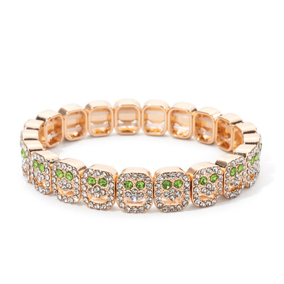 BEUTIFOTR Új Design Arany Szín Boldog Arc Gyöngyök Női Karkötő Színes Strasszkő Divat Ékszer Kiegészítők 2024