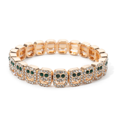 BEUTIFOTR Új Design Arany Szín Boldog Arc Gyöngyök Női Karkötő Színes Strasszkő Divat Ékszer Kiegészítők 2024