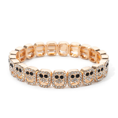 BEUTIFOTR Új Design Arany Szín Boldog Arc Gyöngyök Női Karkötő Színes Strasszkő Divat Ékszer Kiegészítők 2024