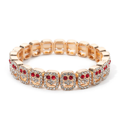 BEUTIFOTR Új Design Arany Szín Boldog Arc Gyöngyök Női Karkötő Színes Strasszkő Divat Ékszer Kiegészítők 2024