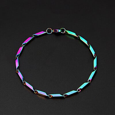 Μόδα Ανδρικό Χάλυβα Τιτανίου Πολύχρωμο Βραχιόλι με σβησμένο Μπαμπού Αλυσίδα Φύλλων Ευέλικτο Βραχιόλι για Ανδρικά και Γυναικεία Κοσμήματα 19cm/21cm