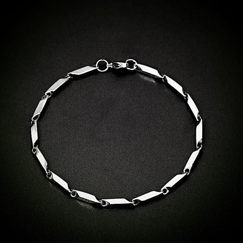 Divatos férfi titán acél színes karkötő oltott bambusz levél lánc sokoldalú férfi és női karkötő ékszerek 19cm/21cm