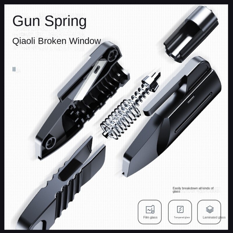 Sigurnosni čekić za mali automobil, metalni razbijač prozora, čekić za spašavanje, ugrađeni sigurnosni pojas, nož za rezanje, alat za samospašavanje u automobilu