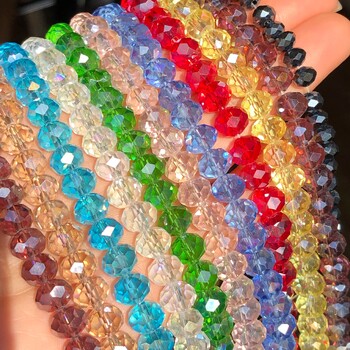 AB Clear Austria Faceted Crystal Rondelle Glass Bead Loose Spacer Beads for Jewelry Making DIY βραχιόλι κολιέ 3/4/6/8/10/12mm