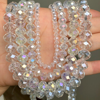 AB Clear Austria Faceted Crystal Rondelle Glass Bead Loose Spacer Beads for Jewelry Making DIY βραχιόλι κολιέ 3/4/6/8/10/12mm