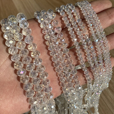 AB Clear Austria csiszolt kristály Rondelle üveggyöngy laza távtartó gyöngyök ékszerkészítéshez barkácsolás karkötő nyaklánc 3/4/6/8/10/12mm