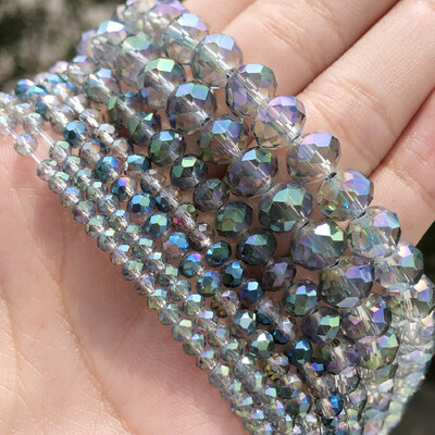 AB Clear Austria csiszolt kristály Rondelle üveggyöngy laza távtartó gyöngyök ékszerkészítéshez barkácsolás karkötő nyaklánc 3/4/6/8/10/12mm