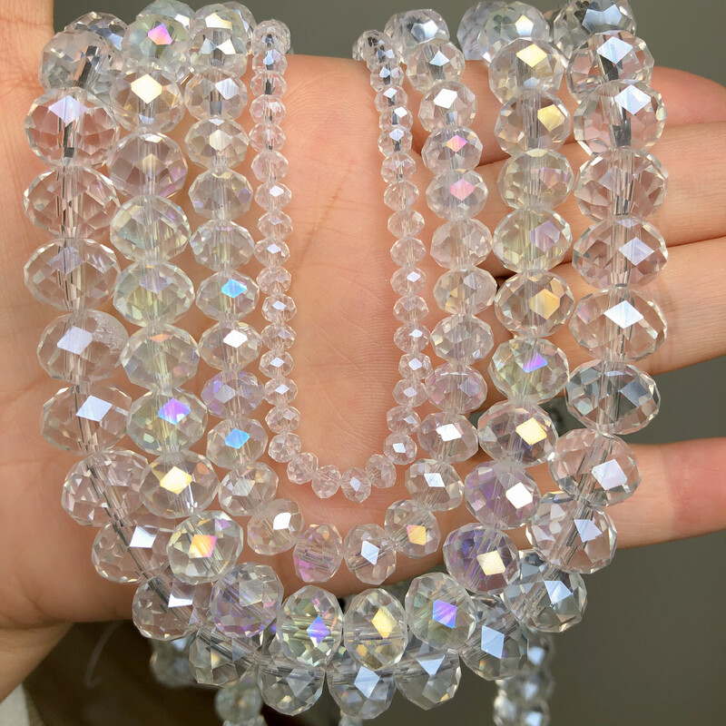 AB Clear Austria csiszolt kristály Rondelle üveggyöngy laza távtartó gyöngyök ékszerkészítéshez barkácsolás karkötő nyaklánc 3/4/6/8/10/12mm
