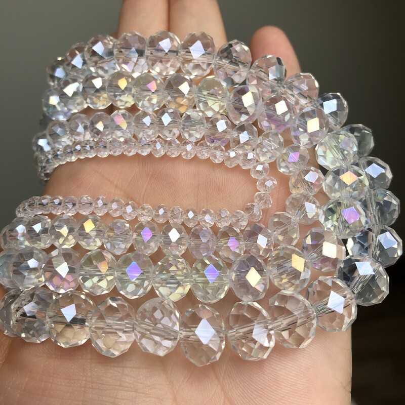 AB Clear Austria csiszolt kristály Rondelle üveggyöngy laza távtartó gyöngyök ékszerkészítéshez barkácsolás karkötő nyaklánc 3/4/6/8/10/12mm