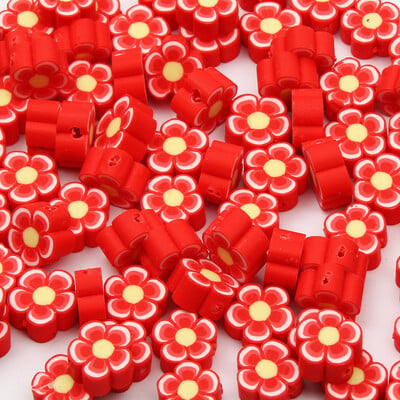 20/50/100 ks 10 mm viacfarebné hlinené kvetinové korálky z polymérovej hliny, voľné dištančné korálky na výrobu šperkov, DIY náramky, príslušenstvo