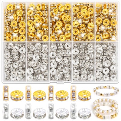 100 τμχ Rondelle Spacer Beads για την κατασκευή κοσμημάτων, Rhinestone Spacer Beads Κρυστάλλινα Αποστάτες για βραχιόλια, Focal Beads για στυλό