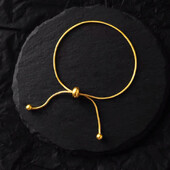 Brățară reglabilă cu tragere din oțel titan cu design simplu, brățară cu lanț de șarpe de culoare aurie pentru femei, fete, bărbați, margele, bijuterii, cadou